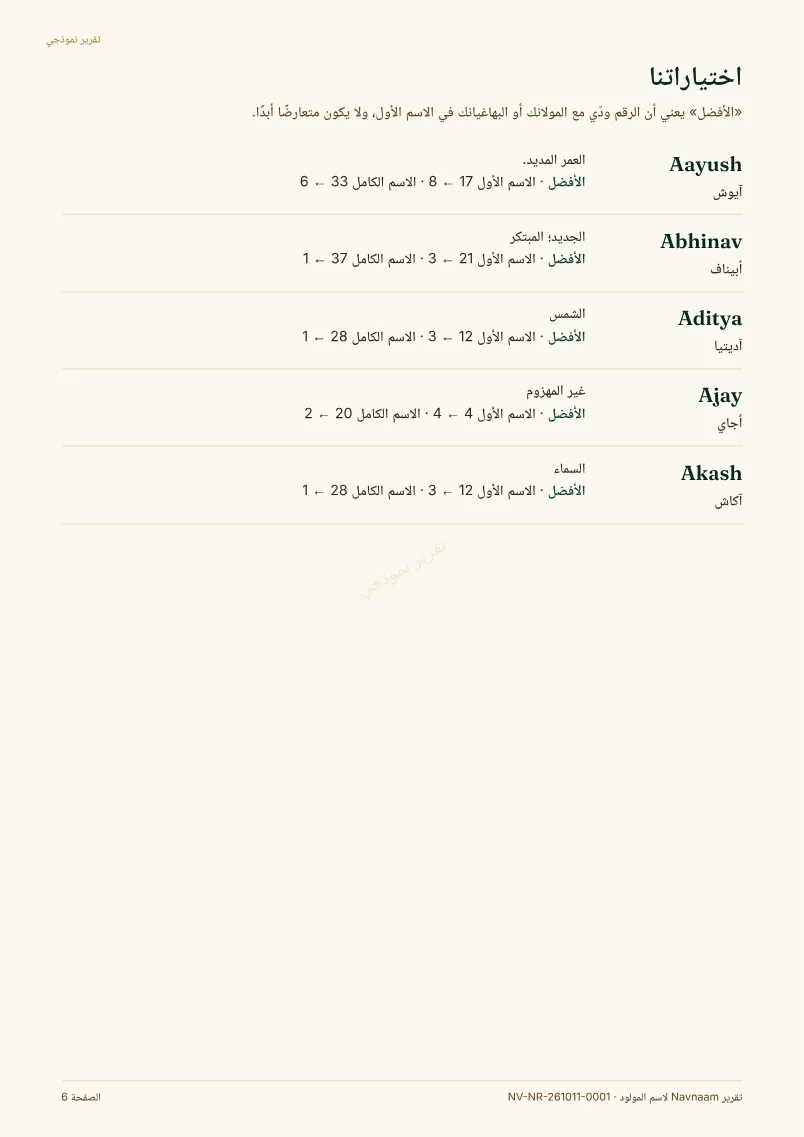 نموذج تقرير اسم المولود، الصفحة 6 من 10