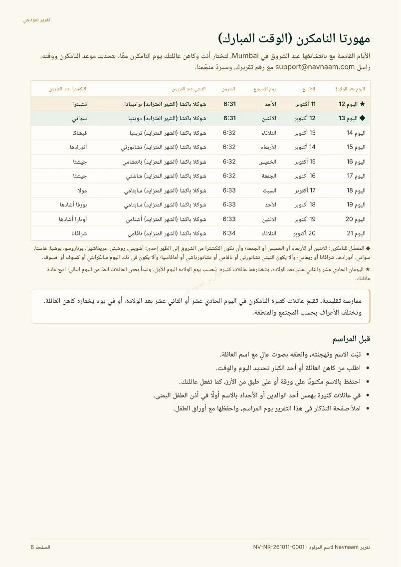 نموذج تقرير اسم المولود، الصفحة 8 من 10