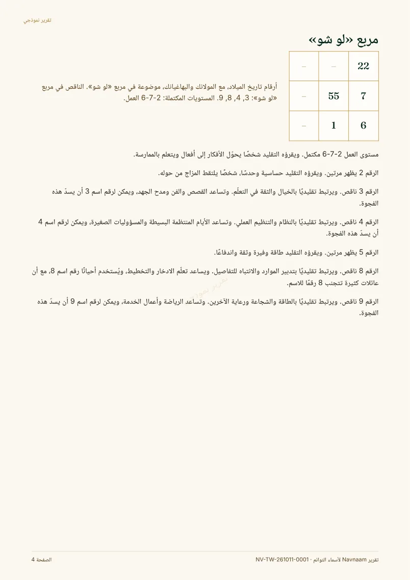 نموذج تقرير أسماء التوائم، الصفحة 4 من 11