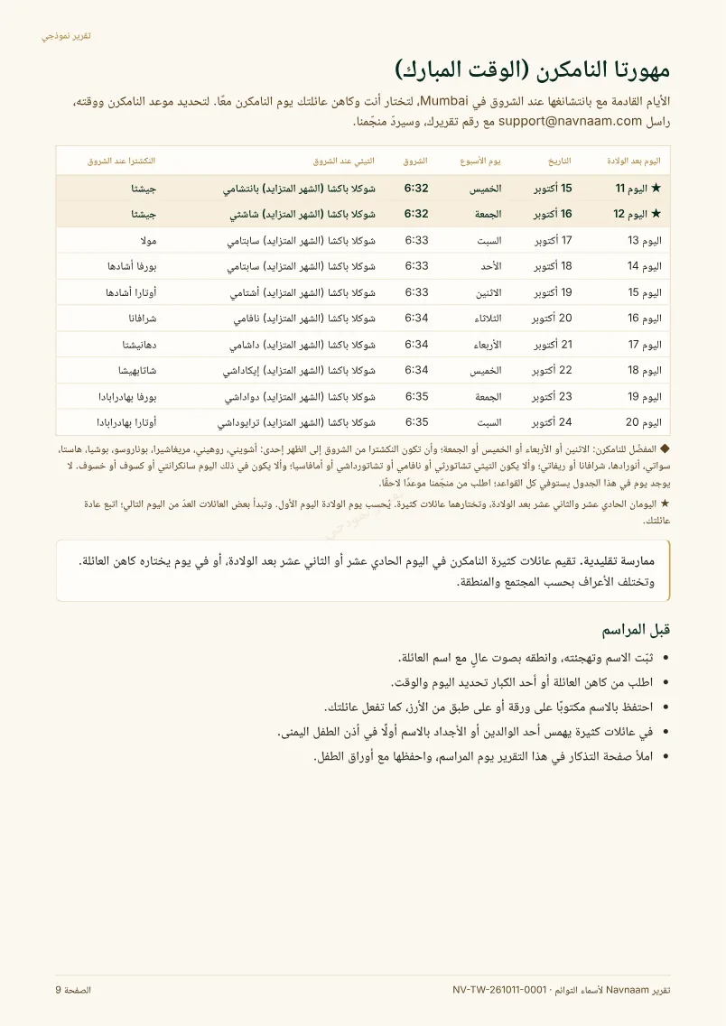 نموذج تقرير أسماء التوائم، الصفحة 9 من 11