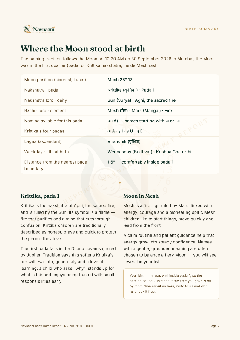 Baby Name Report sample, page 2 of 9