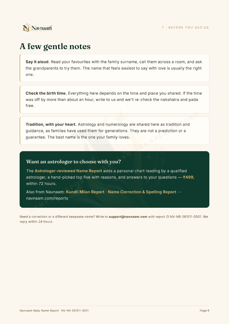 Baby Name Report sample, page 9 of 9