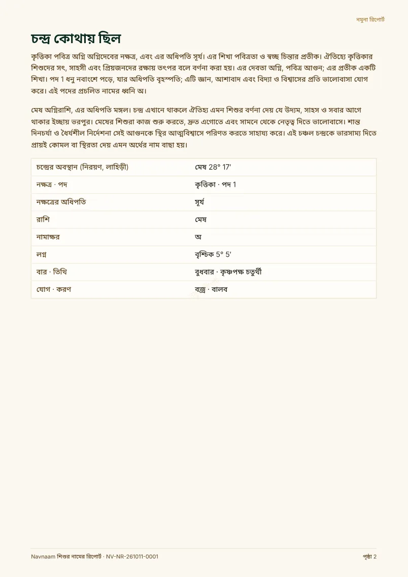 শিশুর নামের রিপোর্ট নমুনা, পৃষ্ঠা 2 / 10