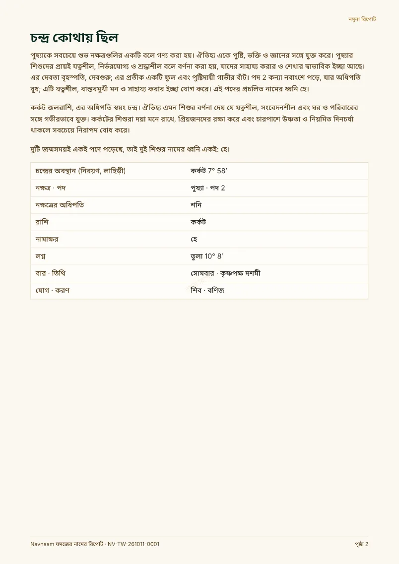 যমজের নামের রিপোর্ট নমুনা, পৃষ্ঠা 2 / 10