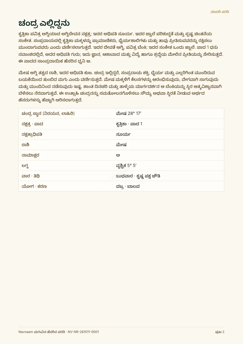 ಮಗುವಿನ ಹೆಸರಿನ ವರದಿ ಮಾದರಿ, ಪುಟ 2 / 10