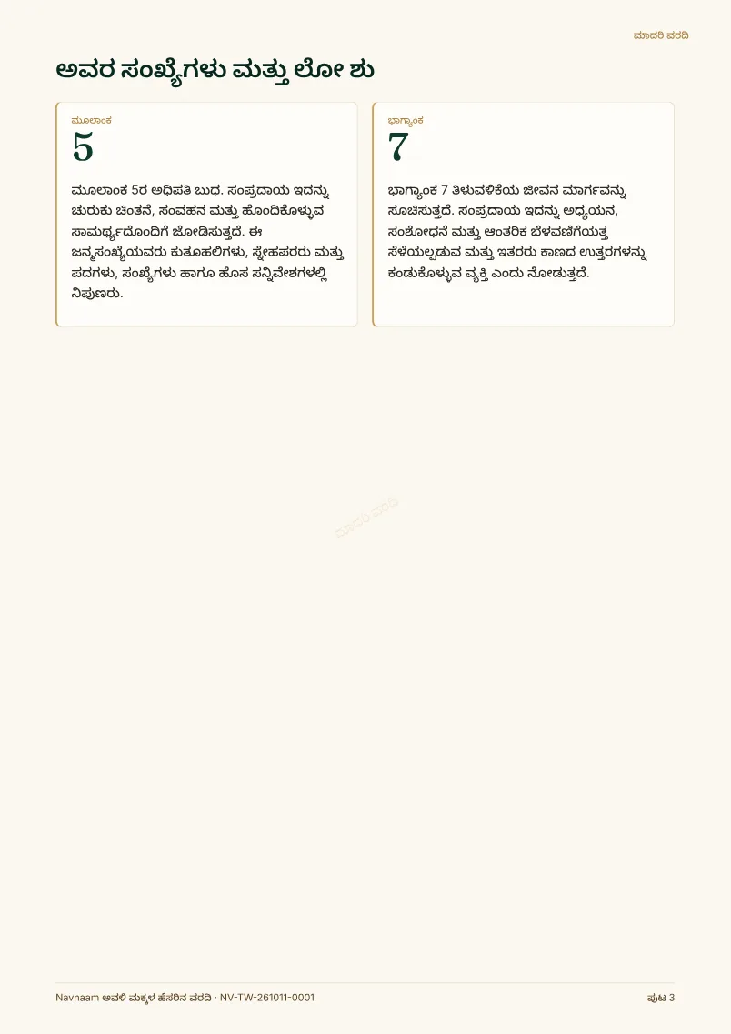 ಅವಳಿ ಮಕ್ಕಳ ಹೆಸರಿನ ವರದಿ ಮಾದರಿ, ಪುಟ 3 / 10