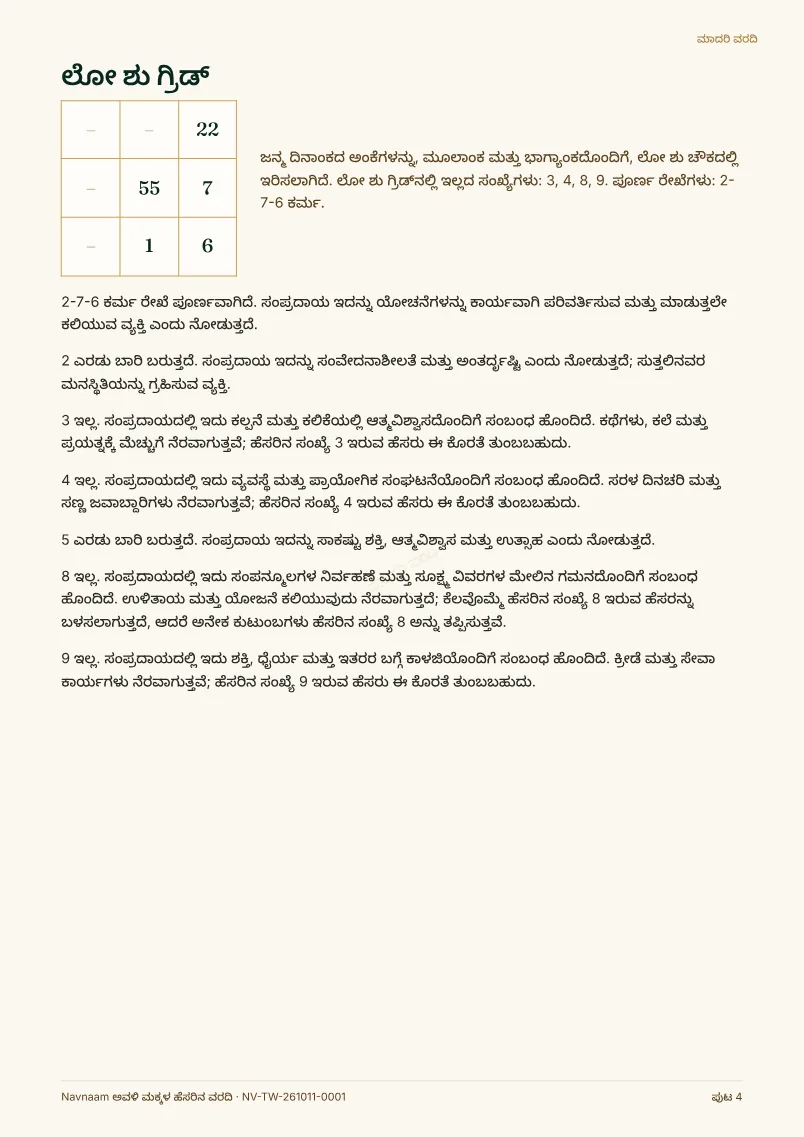ಅವಳಿ ಮಕ್ಕಳ ಹೆಸರಿನ ವರದಿ ಮಾದರಿ, ಪುಟ 4 / 10