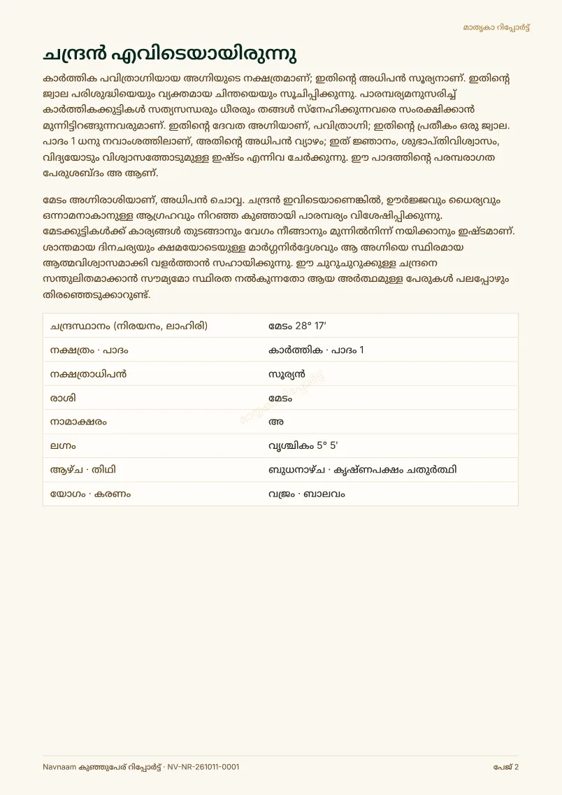 കുഞ്ഞുപേര് റിപ്പോർട്ട് മാതൃക, പേജ് 2 / 10