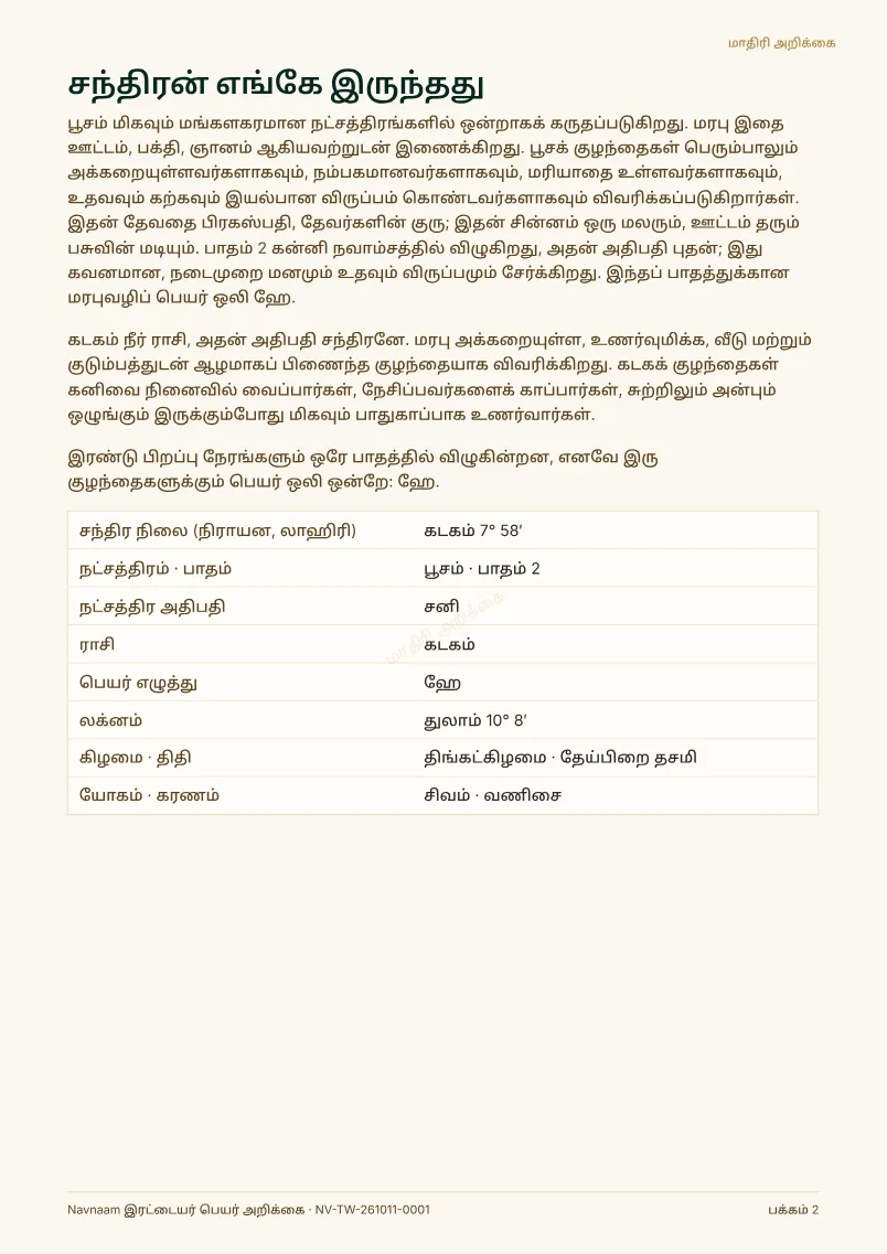 இரட்டையர் பெயர் அறிக்கை மாதிரி, பக்கம் 2 / 10