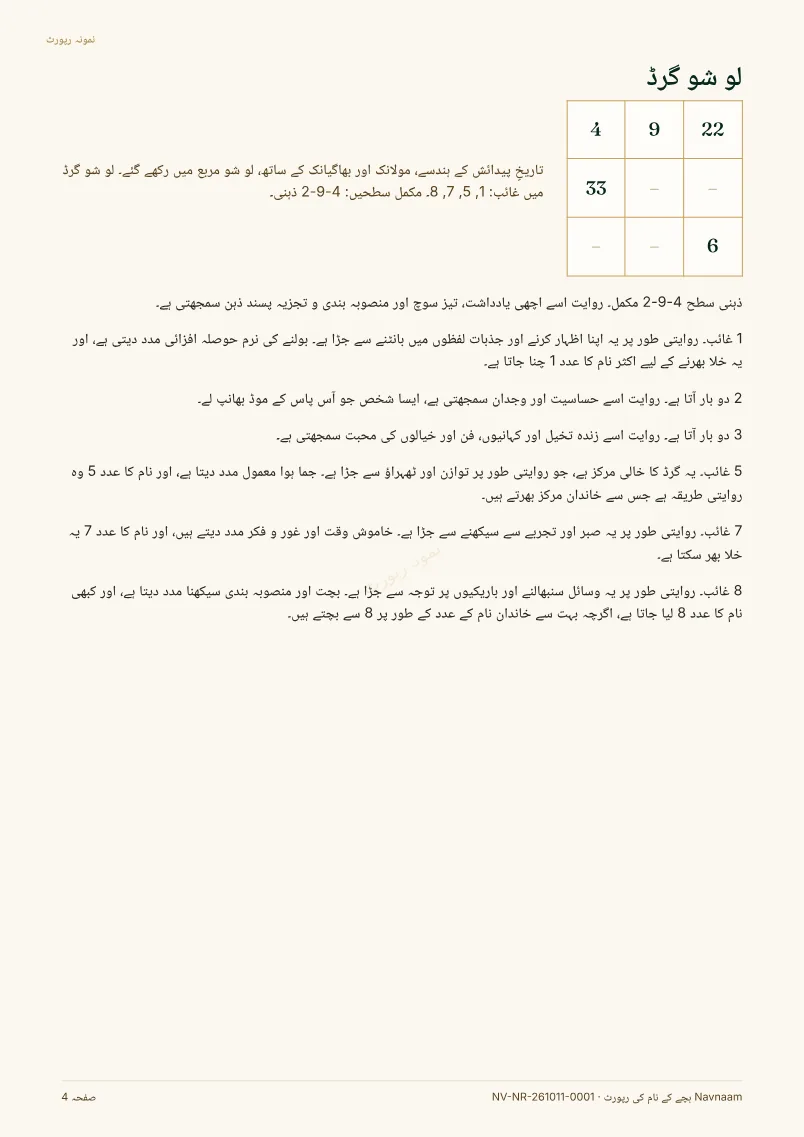 بچے کے نام کی رپورٹ نمونہ، صفحہ 4 از 10
