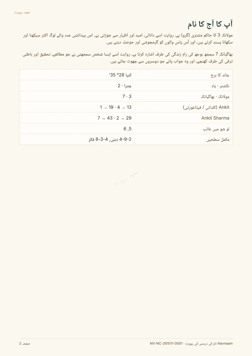 نام کی درستی اور ہجے کی رپورٹ نمونہ، صفحہ 2 از 5