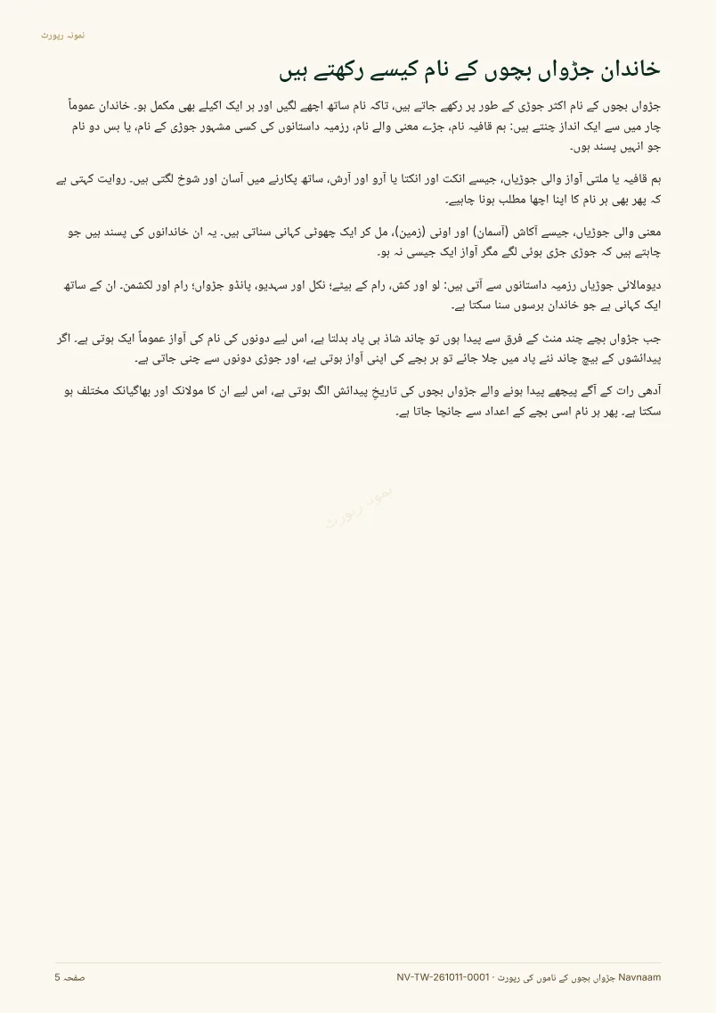 جڑواں ناموں کی رپورٹ نمونہ، صفحہ 5 از 11